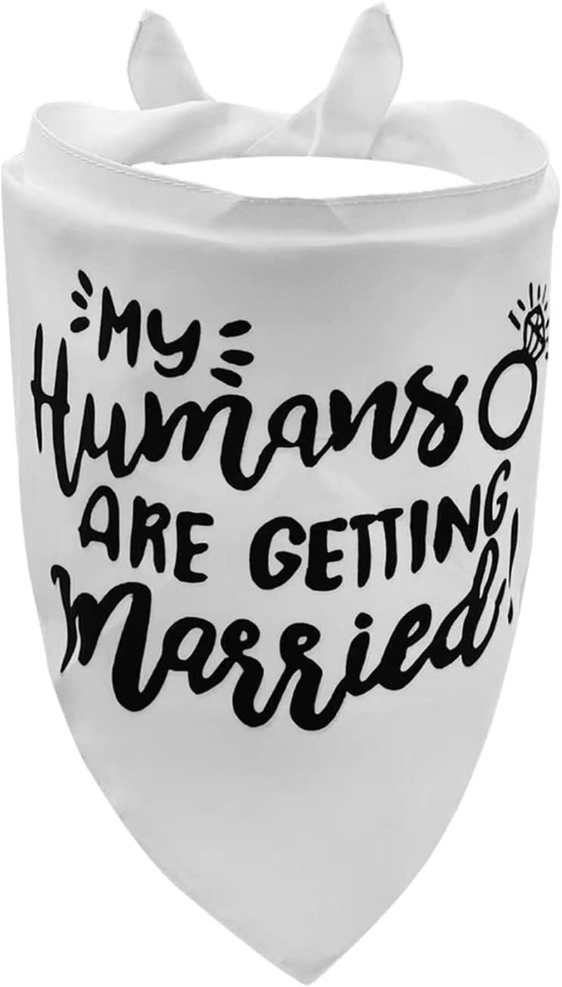 2PCS White My Humans Are Getting Married She Said Yes Dog Wedding Engagement Bandana, LMSHOWOWO Dog Bandana Wedding Engagement Announcement Gifts Pet Scarf Accessories for Dog Lovers, Bridal Shower Animals & Pet Supplies > Pet Supplies > Dog Supplies > Dog Apparel LMSHOWOWO Black