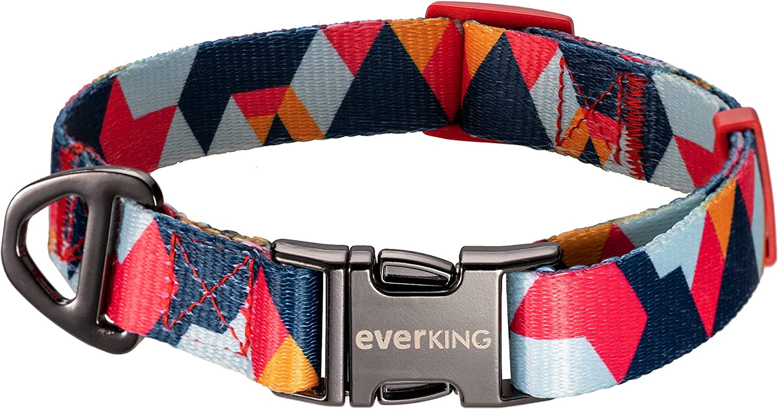 EVERKING Dog Collar Soft Comfortable Poleyster with Safety Locking Buckle Adjustable for Small Medium Large Dogs and Cats Geometry Pattern for Outdoor Traning Walking Running Camping (Volcano, M) Electronics > GPS Accessories > GPS Cases EVERKING Volcano XS- Width 2/5” x (7”-11”) 