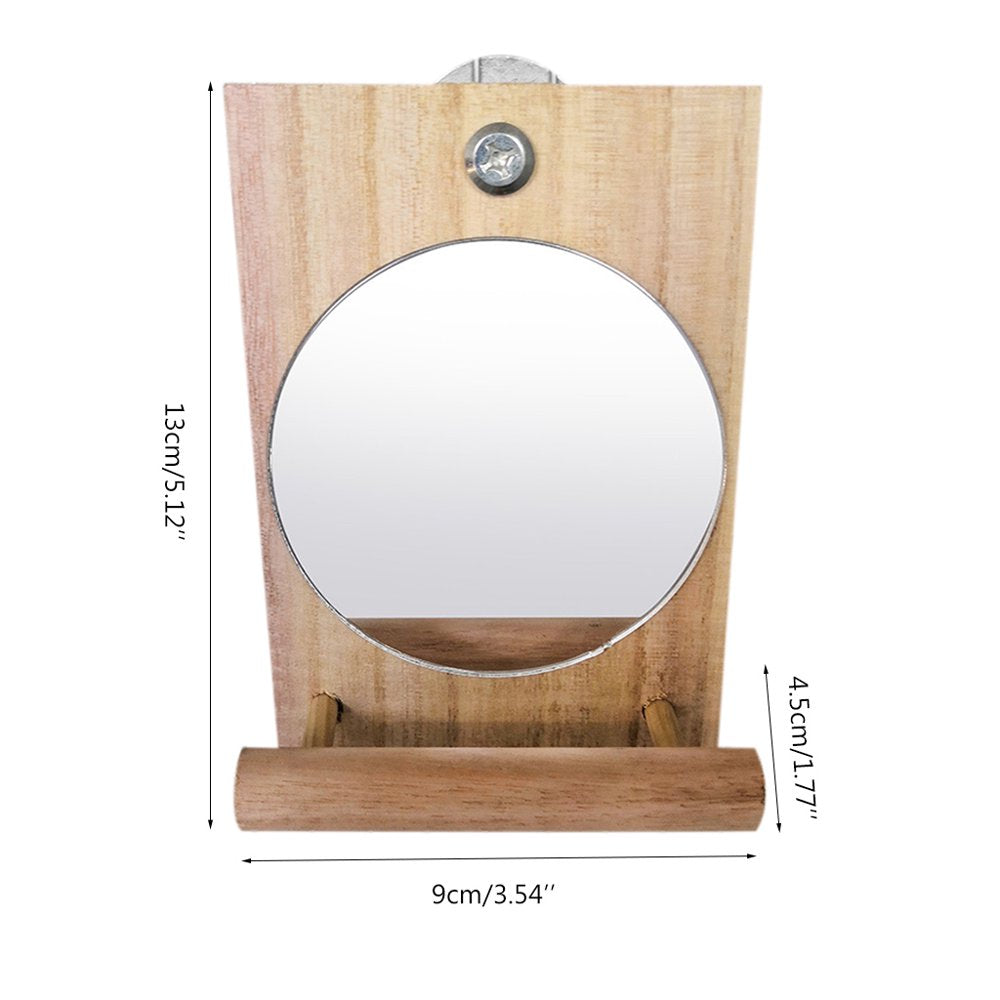 AOOOWER Bird Mirror with Perch Hanging Wood Stand Toy Parrot Birdcage Stands for African Greys Budgies Cockatiels Lovebirds Animals & Pet Supplies > Pet Supplies > Bird Supplies > Bird Cages & Stands AOOOWER