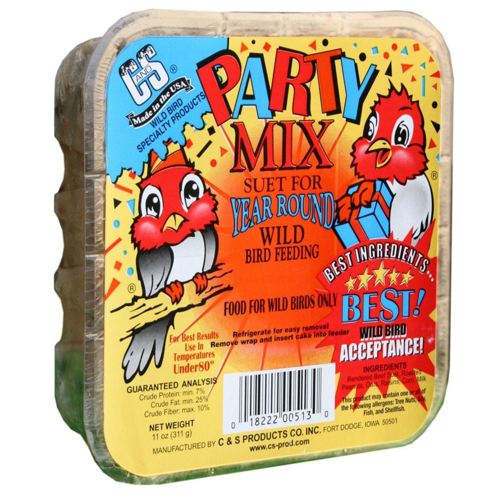 C&S Party Mix Suet Treat, 11 Oz, Wild Bird Food Animals & Pet Supplies > Pet Supplies > Bird Supplies > Bird Treats Central Garden and Pet