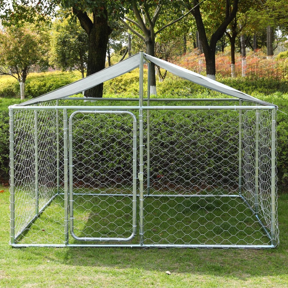 7.5 FT Outdoor Metal Dog Run House with Water Resistant Cover Roof Cage Animals & Pet Supplies > Pet Supplies > Dog Supplies > Dog Houses LVUYOYO