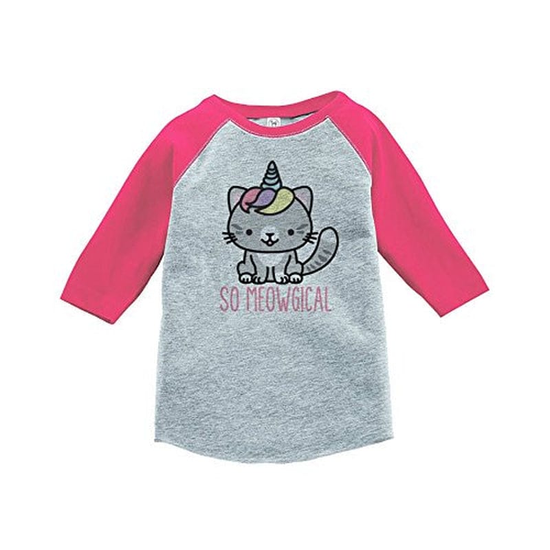 7 Ate 9 Apparel Kids Cat Unicorn Raglan Tee Grey Animals & Pet Supplies > Pet Supplies > Cat Supplies > Cat Apparel 7 ate 9 Apparel Pink 6 Months