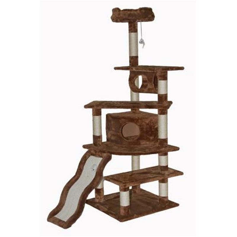 70 In. Brown Cat Tree Condo Furniture Animals & Pet Supplies > Pet Supplies > Cat Supplies > Cat Furniture CatLady