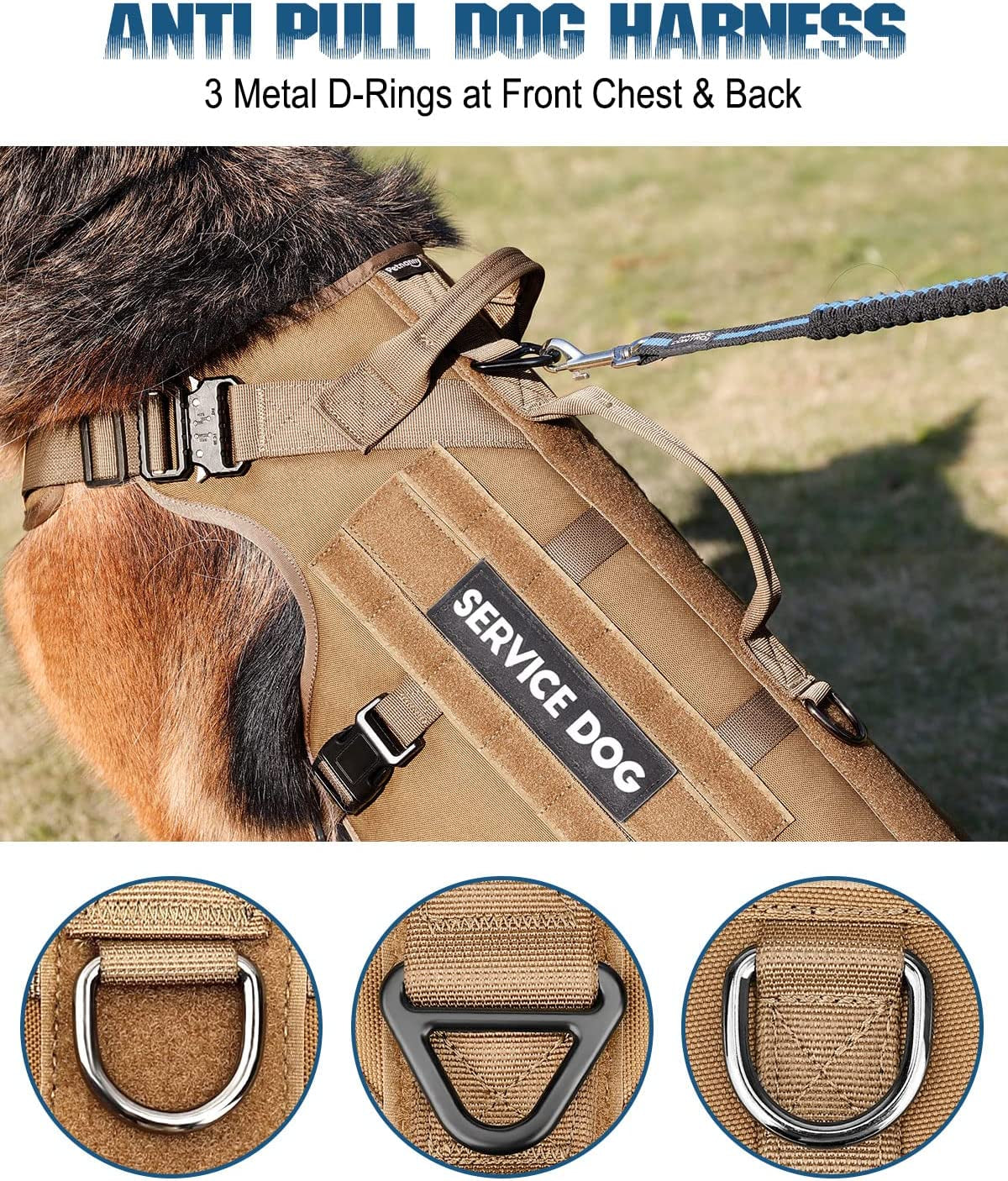 Tactical Dog Harness - PETNANNY Service Dog Vest for Large Dogs Fully Body Coverage in Training Dog Harness with 2 Reflective Dog Patches, Handle, Hook and Loop Panels, Walking Hunting Dog MOLLE Vest Animals & Pet Supplies > Pet Supplies > Dog Supplies > Dog Apparel PETNANNY   