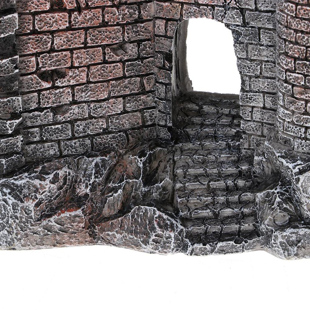 Resin Hiding Habitat, Castle Aquarium Terrarium Decoration Ornament Lizards Turtles Amphibians Fish, Reptile Climbing Toy Animals & Pet Supplies > Pet Supplies > Reptile & Amphibian Supplies > Reptile & Amphibian Habitats PETSOLA