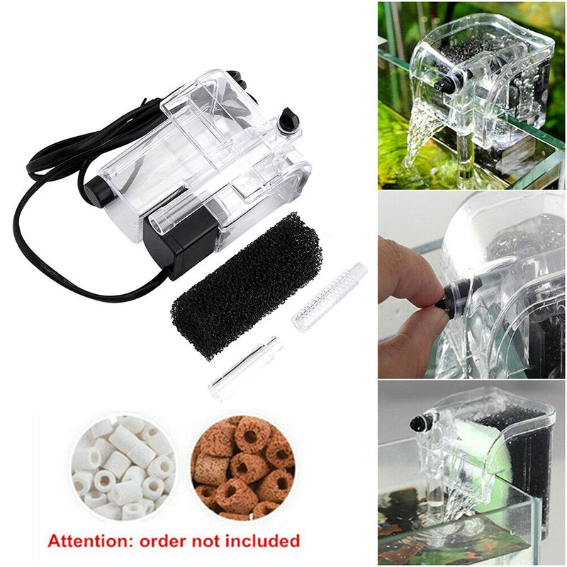 Aquarium Fish Tank Waterfall Filter Pump Hang on Back Pump Wall Mounted Filtration New Aqua World Animals & Pet Supplies > Pet Supplies > Fish Supplies > Aquarium Filters Saekor