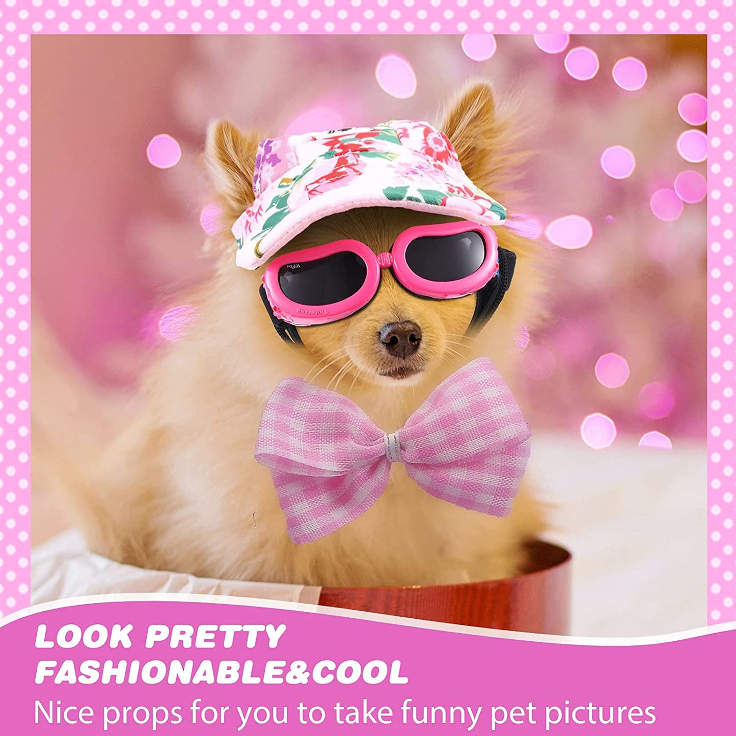 2 Pack Baseball Pet Cap 4.3 Inch Diameter Dog Hat Visor Sunbonnet Outfit with Ear Holes and Adjustable Chin Strap Dog Goggles Dog Eyewear with Adjustable Strap for Puppy Doggy (Red,Flower) Animals & Pet Supplies > Pet Supplies > Dog Supplies > Dog Apparel Frienda