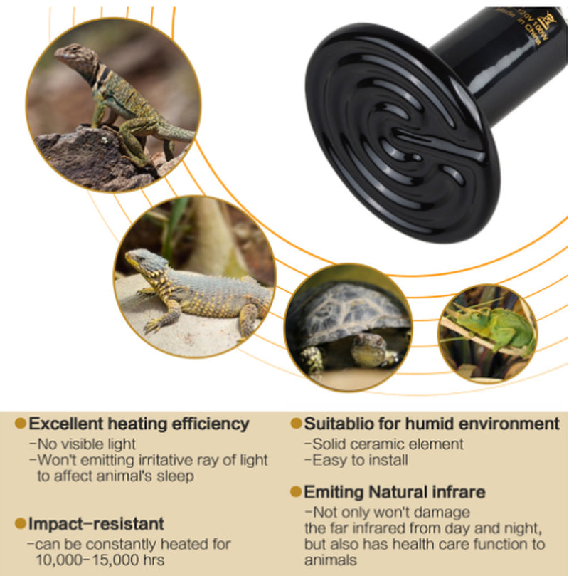Merbary Ceramic Heat Emitter Reptile Heat Lamp Bulb No Light Emitting Brooder Coop Heater for Amphibian Pet & Incubating Chicken Merbary