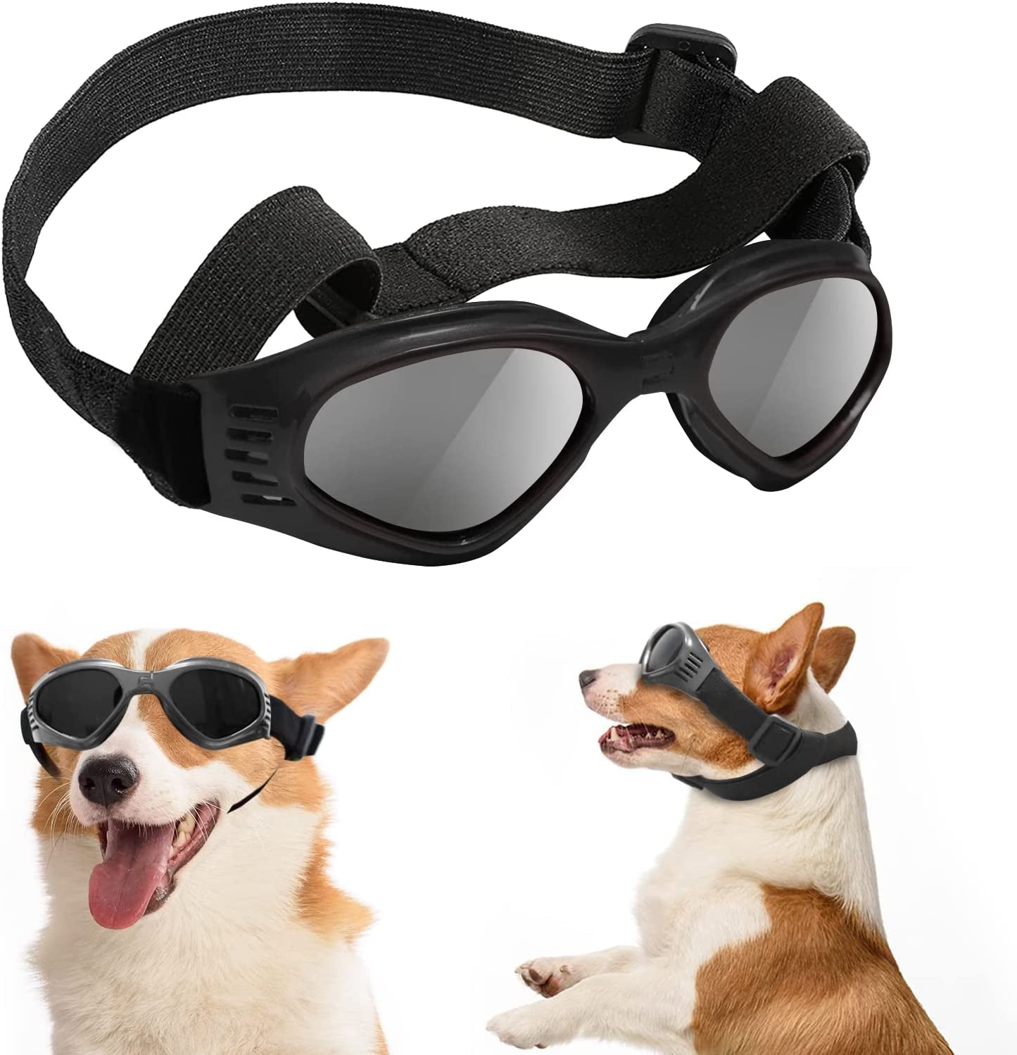Franyyco Small Dog Sunglasses UV Protection Goggles Double Straps,Adjustable Nose Bridge,Windproof Dustproof Anti-Fog Glasses Animals & Pet Supplies > Pet Supplies > Dog Supplies > Dog Apparel FranyyCo Black