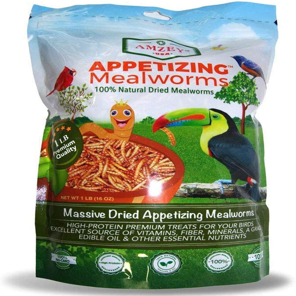 Amzey Freeze Dried Mealworms 2LBS, 100% Natural Non-Gmo, High-Protein Mealworms for Birds, Chicken Treats, Ducks, Wild Birds, Reptiles Animals & Pet Supplies > Pet Supplies > Bird Supplies > Bird Treats AMZEY 1 lbs  