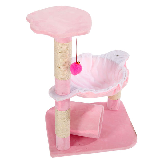 Topcobe 28" Cat Activity Tree, 3 Level Kitten Play House Furniture Scratchers Kitty Small Pet Play Condo with Scratching Posts Hammock Dangling Ball, Cat Tower for Cats Pet, Pink Animals & Pet Supplies > Pet Supplies > Cat Supplies > Cat Furniture Topcobe Pink  