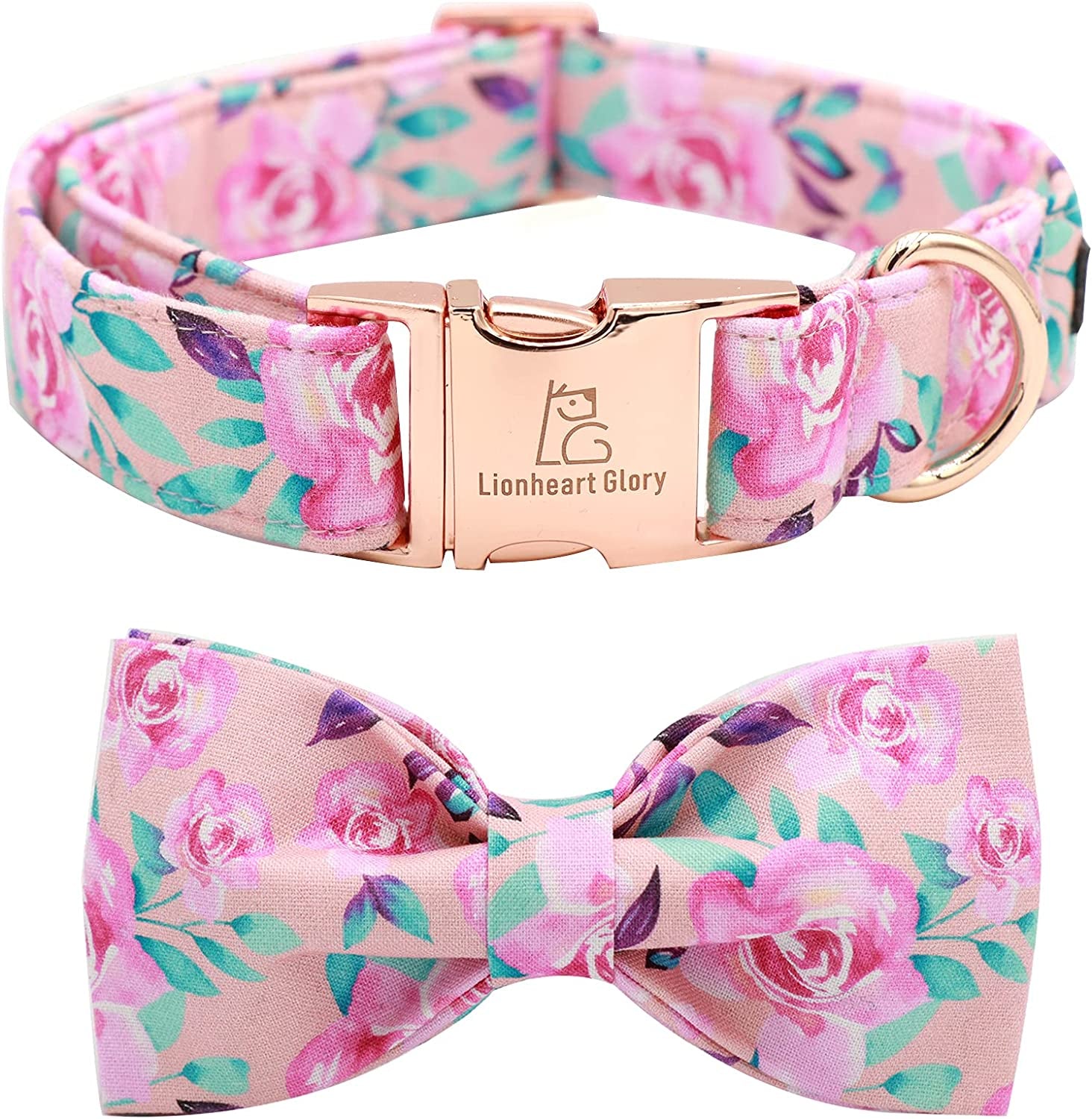 Flower Print Pet Dog Collar Leash Set for Small Medium Dogs