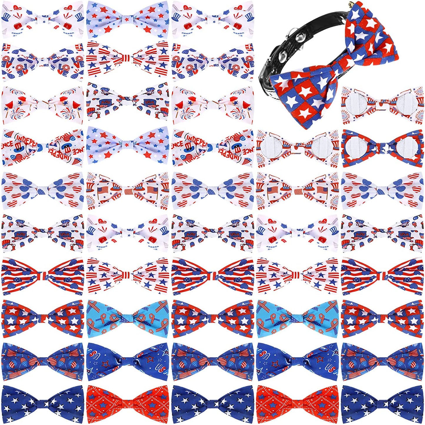 16 Pieces Dog Bow Ties Slide Dog Collar Bows Summer Hawaiian Styles Dog Collar Attachment Bows with Rubber Bands Dog Bow Ties for Large Dogs Spring Summer Grooming Independence Day(Classic Style) Animals & Pet Supplies > Pet Supplies > Dog Supplies > Dog Apparel Weewooday Star Style