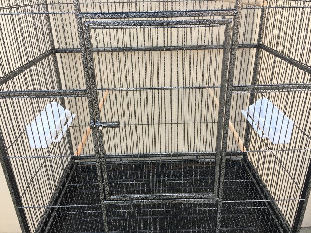 76" X-Large Double Stacker Wrought Iron Cage Bird Flight Parrot Breeding Rolling Stand Cage for Cockatiel Conure Canary Aviary Finches Budgies Animals & Pet Supplies > Pet Supplies > Bird Supplies > Bird Cages & Stands Mcage