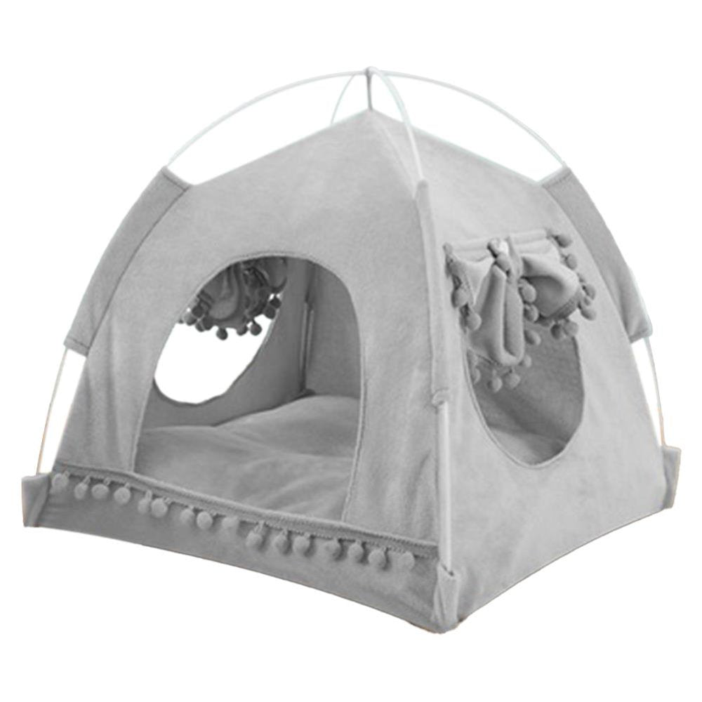 Ecosprial Pet Tent Cat Bed Cat House Bed Cat Igloo 2-In-1 Self-Warming Comfortable Triangle Cat Tent House Foldable Puppy Cat House Animals & Pet Supplies > Pet Supplies > Dog Supplies > Dog Houses ECOSPRIAL S: 14.2*14.2*14.5(in) Gray