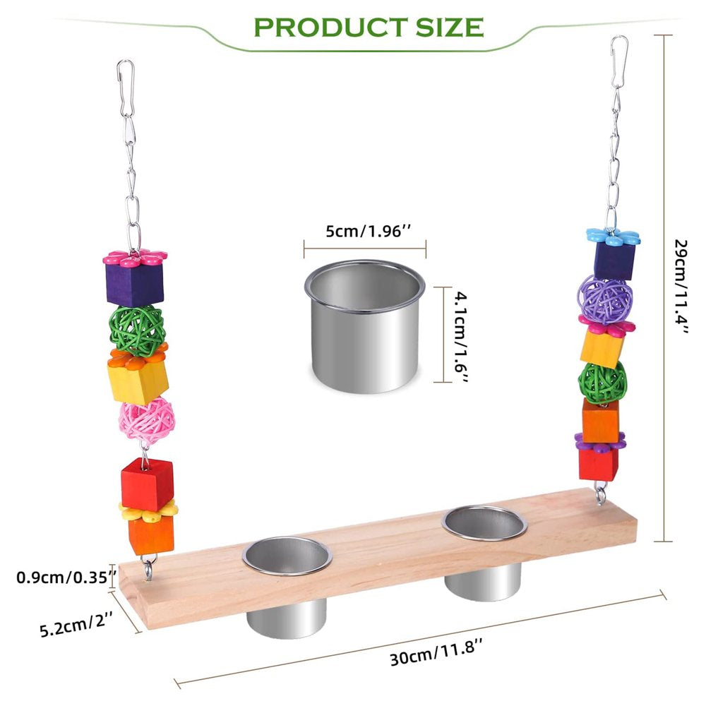 BINYOU Bird Feeding Dish Cups with Perch Stand Hang Stainless Steel Parrot Cage Feeder Animals & Pet Supplies > Pet Supplies > Bird Supplies > Bird Cages & Stands BINYOU