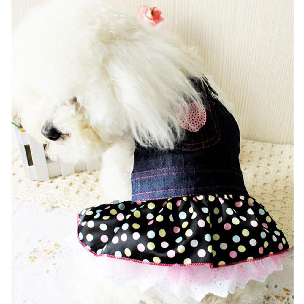 Pet Dog Puppy Denim Dre Skirt Clothes Apparel Pink Sequin Heart Pocket XS Animals & Pet Supplies > Pet Supplies > Dog Supplies > Dog Apparel SunniMix S