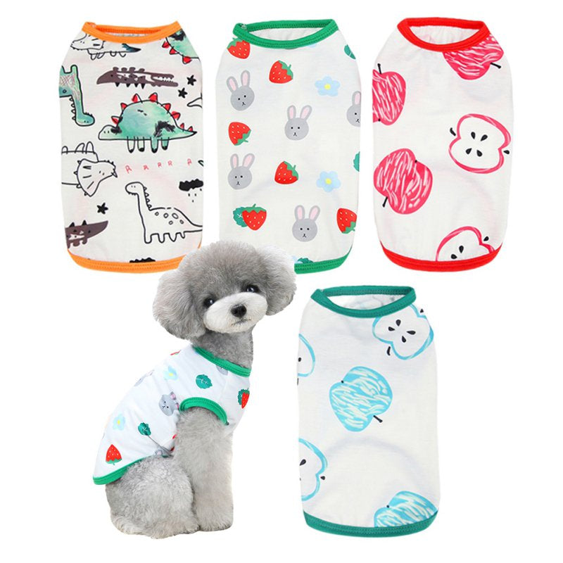Set of 4 Dog Shirt for Small Dog Girl Puppy Clothes for Chihuahua Bulldog Summer Pet Outfits Female Outfits T Shirt Apparel 4PC Animals & Pet Supplies > Pet Supplies > Dog Supplies > Dog Apparel G&H3726137 M 4Pcs(Type B)