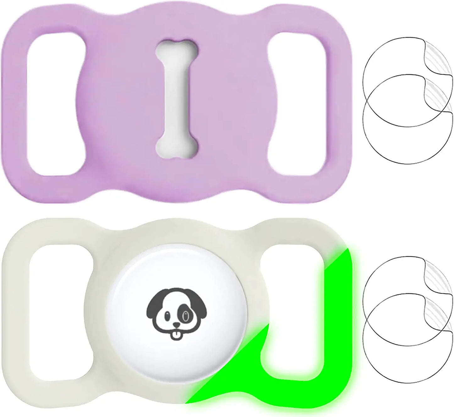 Petneeds Airtag Dog Collar Holder, 2 Pack Air Tag for Dog Collar within 1 Inch Airtag Case 4 Pcs Protective Film Compatible with Apple Cat Pet Tracker Electronics > GPS Accessories > GPS Cases MARVAL L Purple+GlowGreen 2 Pack