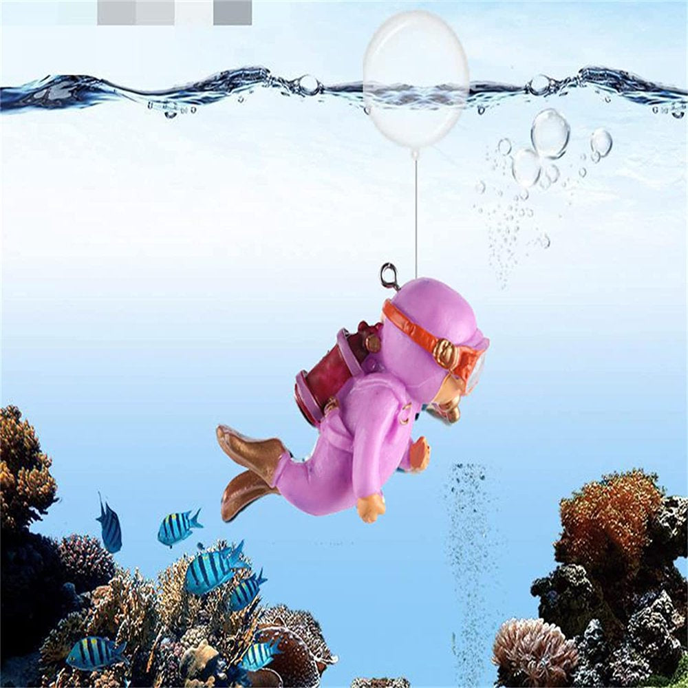 Cute Little Diver Fish Tank Decor, Floating Fish Tank Decor, Fish Tank Accessories Floating Cartoon Lovely Diver Aquarium Decorations Ocean Scene Layout Ornaments Animals & Pet Supplies > Pet Supplies > Fish Supplies > Aquarium Decor jinkunde One Size C