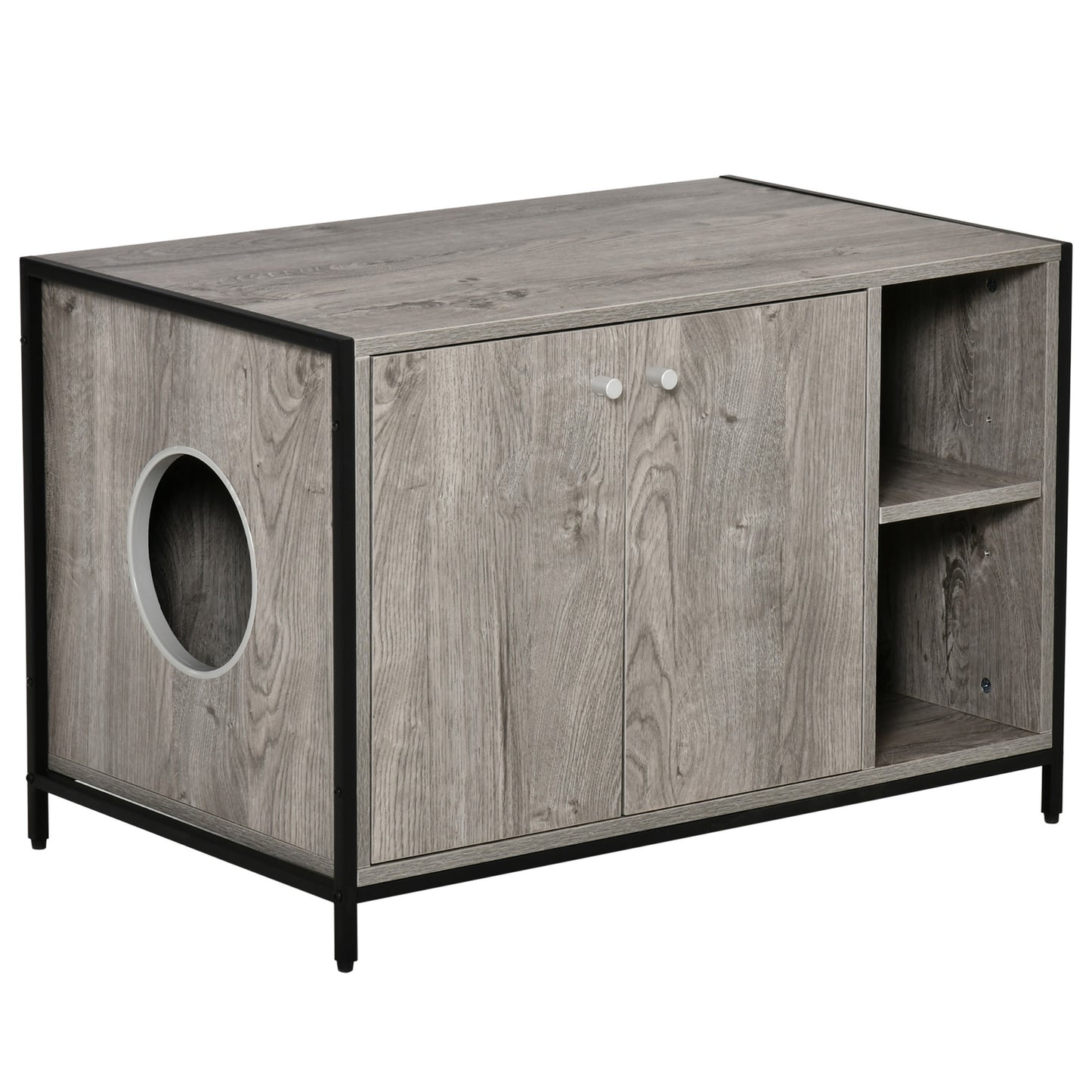 Ikayaa Cat Litter Box Enclosure Hidden Adjustable Cat Furniture with Damping Hinge, White Animals & Pet Supplies > Pet Supplies > Cat Supplies > Cat Furniture ikayaa Gray