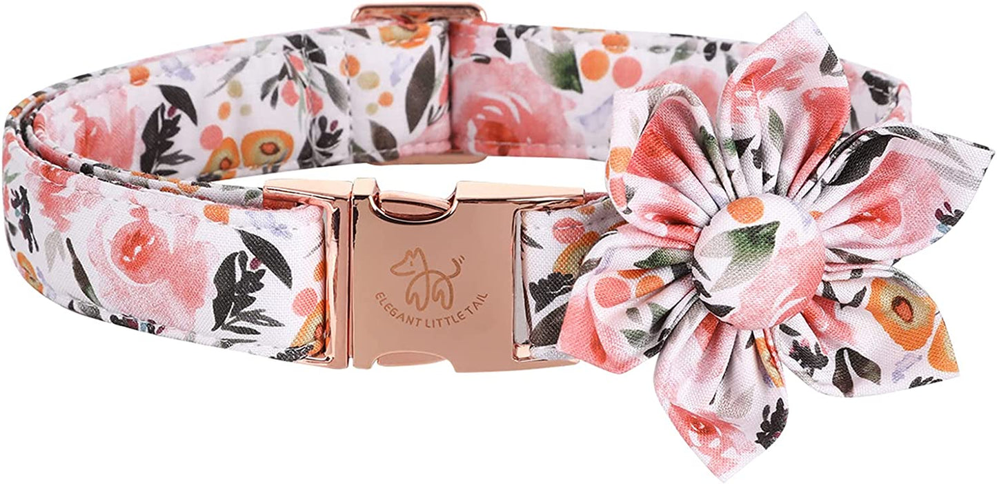 Elegant Little Tail 1PC Flower Girl Dog Bowtie for Female Dogs, Pet Flower Adjustable Dog Flower Gift for Medium Large Dogs Animals & Pet Supplies > Pet Supplies > Dog Supplies > Dog Apparel Elegant little tail Pink Rose Collar&Flower-S