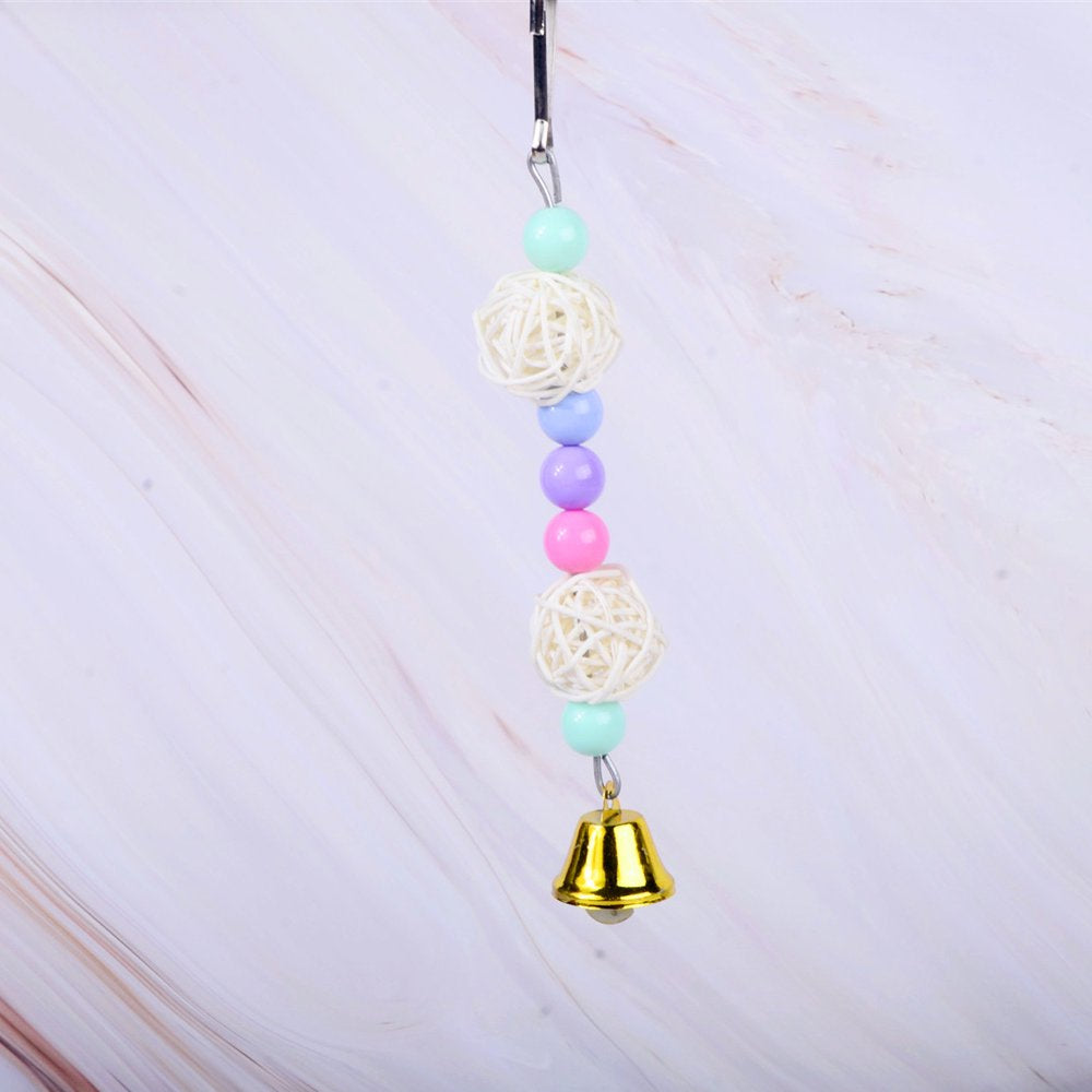 QBLEEV 6 Pcs Bird Parakeet Cockatiel Parrot Toys, Hanging Bell Pet Bird Cage Hammock Swing Toy Wooden Perch Chewing Toy for Small Parrots, Conures, Love Birds, Finches Animals & Pet Supplies > Pet Supplies > Bird Supplies > Bird Toys QBLEEV