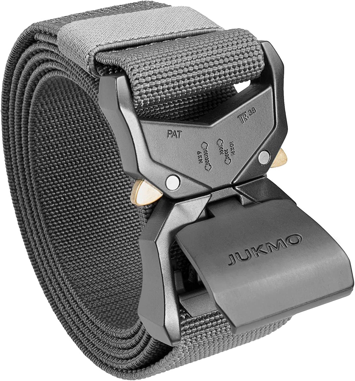 JUKMO Tactical Belt, Military Hiking Rigger 1.5" Nylon Web Work Belt with Heavy Duty Quick Release Buckle Animals & Pet Supplies > Pet Supplies > Dog Supplies > Dog Apparel JUKMO Grey Small-for Waist 30"-36" (Length 45")