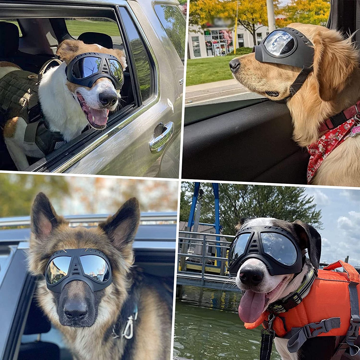 Dog Sunglasses Goggles Medium to Large Breed, Sun Light Protection Goggles for Medium Dogs, Windproof Large Dogs Mask Glasses for Outdoor Sports, Black Animals & Pet Supplies > Pet Supplies > Dog Supplies > Dog Apparel PETLESO