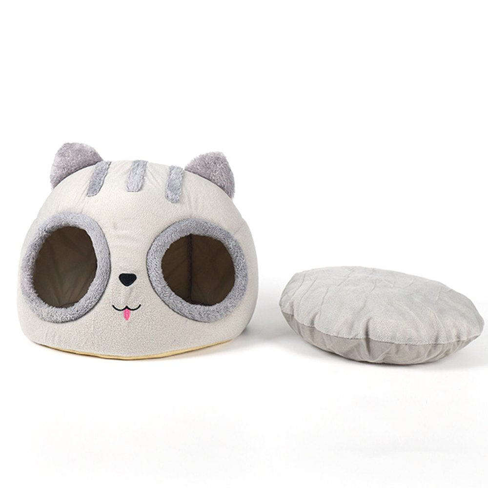 Tiyuyo Cat Head Shaped Washable Kitty Beds Indoor Detachable Semi-Closed Pet House Animals & Pet Supplies > Pet Supplies > Cat Supplies > Cat Beds tiyuyo