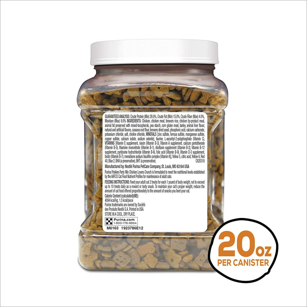Purina Friskies Made in USA Cat Treats; Party Mix Chicken Lovers Crunch - 20 Oz. Canister Animals & Pet Supplies > Pet Supplies > Cat Supplies > Cat Treats LPI
