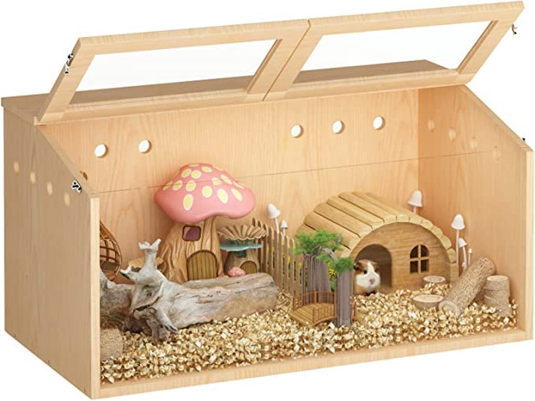 CLEARANCE! Wooden Hamster Cage Mice and Rat Habitat Small Animal Habitat for Rabbits, Guinea Pigs, Chinchillas with Openable Top and Large Acrylic Sheets Animals & Pet Supplies > Pet Supplies > Small Animal Supplies > Small Animal Habitats & Cages IM Lashes