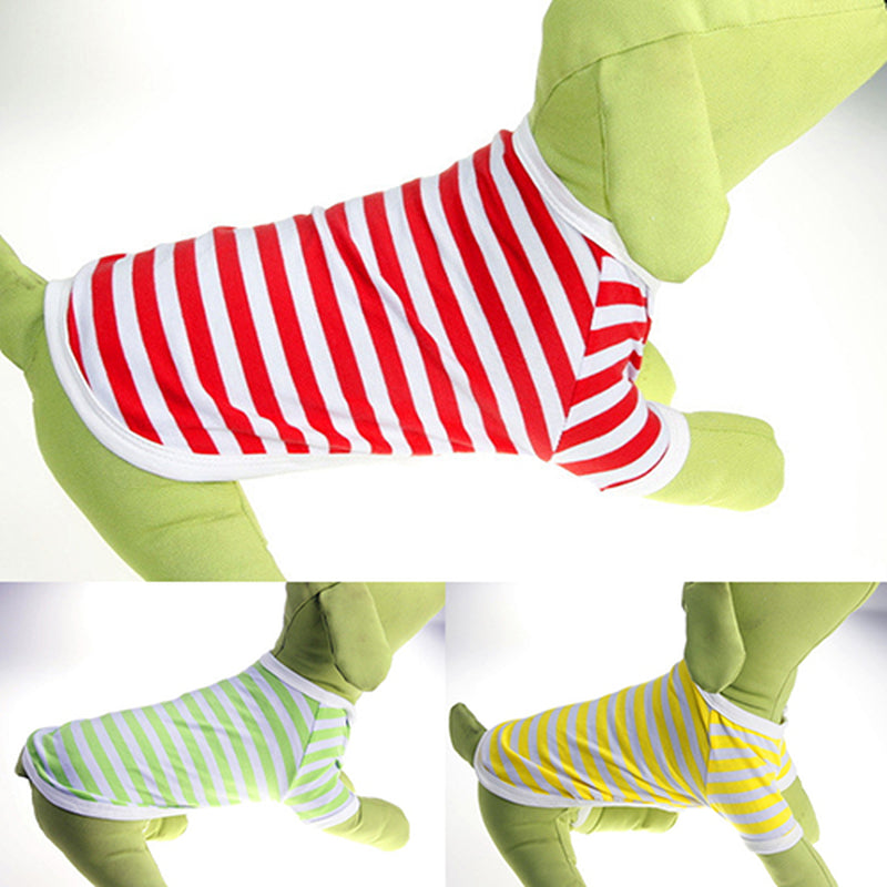SPRING PARK Summer Dog Clothes Pet Striped T-Shirt Plain Puppy Apparel for Small Dogs Animals & Pet Supplies > Pet Supplies > Dog Supplies > Dog Apparel SPRING PARK