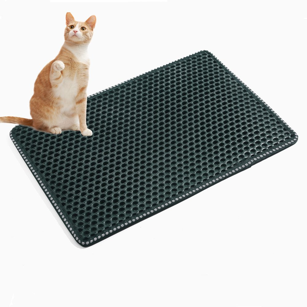 Cat Litter Mat, Litter Box Mat,Honeycomb Double Layer Trapping Litter Mat Design,Waterproof Urine Proof Kitty Litter Mat,Easy Clean Scatter Control 21" X 14" Black Animals & Pet Supplies > Pet Supplies > Cat Supplies > Cat Litter Box Mats Kaprolife Ltd Green