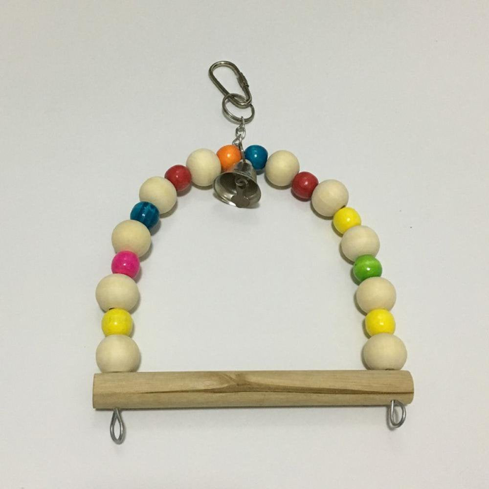 TOPWONER Parrot Swing Toys, Wooden Colorful Bird Perch Bird Cage Climbing Ladders Hanging Toys with Bell for Parakeet Cockatiel Macaw African Grey Cockatoo Lovebird Animals & Pet Supplies > Pet Supplies > Bird Supplies > Bird Ladders & Perches TOPWONER