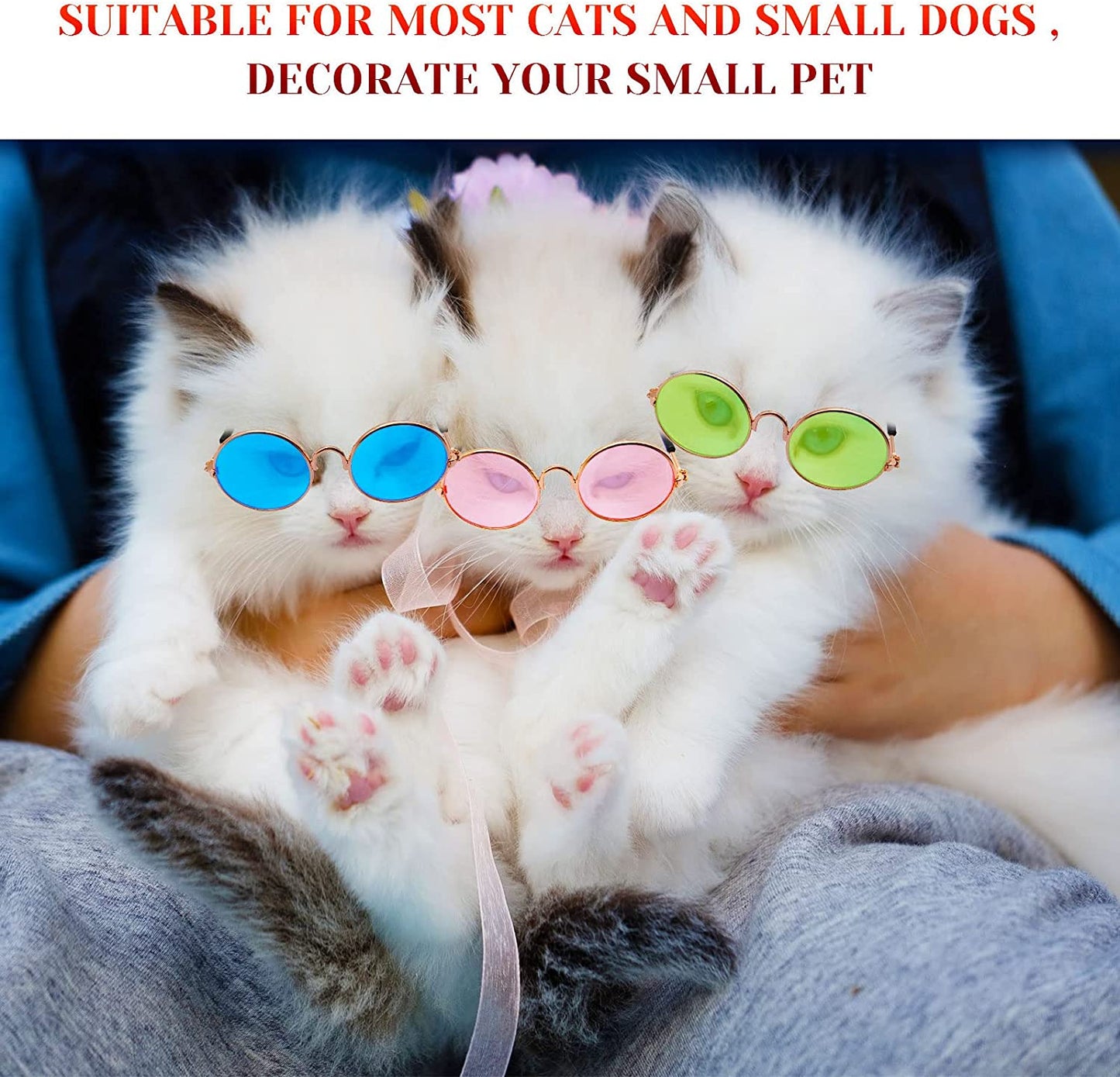 BLMHTWO 4 Piece Cat Sunglasses, Pet Sunglasses Small Dog Sunglasses round Metal Small Pet Sunglasses Pet Cosplay Clothing Photo Props Cute Pet Sunglasses Animals & Pet Supplies > Pet Supplies > Dog Supplies > Dog Apparel BLMHTWO