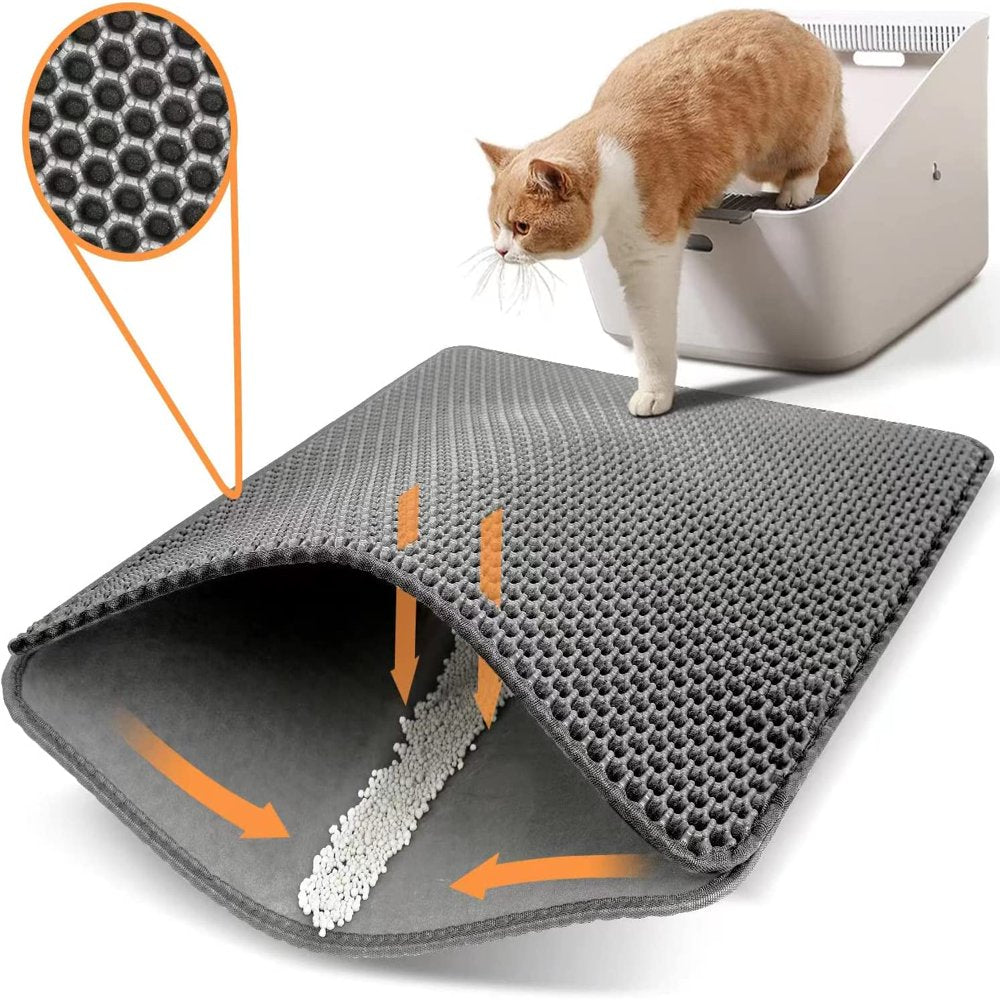Cat Litter Mat Litter Box Mat Cat Litter Trapping Mat, Kitty Litter Mat with Honeycomb Double Layer Design, Urine and Water Proof Material, Scatter Control, Less Waste,Easy to Clean,Washable Animals & Pet Supplies > Pet Supplies > Cat Supplies > Cat Litter Box Mats Hometimes 23" x 17" Gray