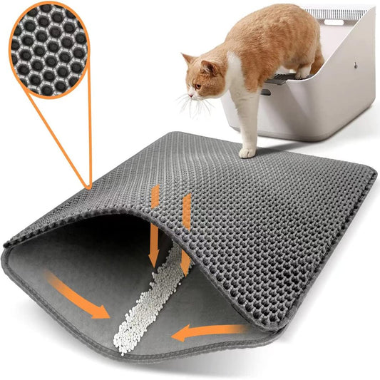 Cat Litter Mat Litter Box Mat Cat Litter Trapping Mat, Kitty Litter Mat with Honeycomb Double Layer Design, Urine and Water Proof Material, Scatter Control, Less Waste,Easy to Clean,Washable Animals & Pet Supplies > Pet Supplies > Cat Supplies > Cat Litter Box Mats Hometimes 23" x 17" Gray 