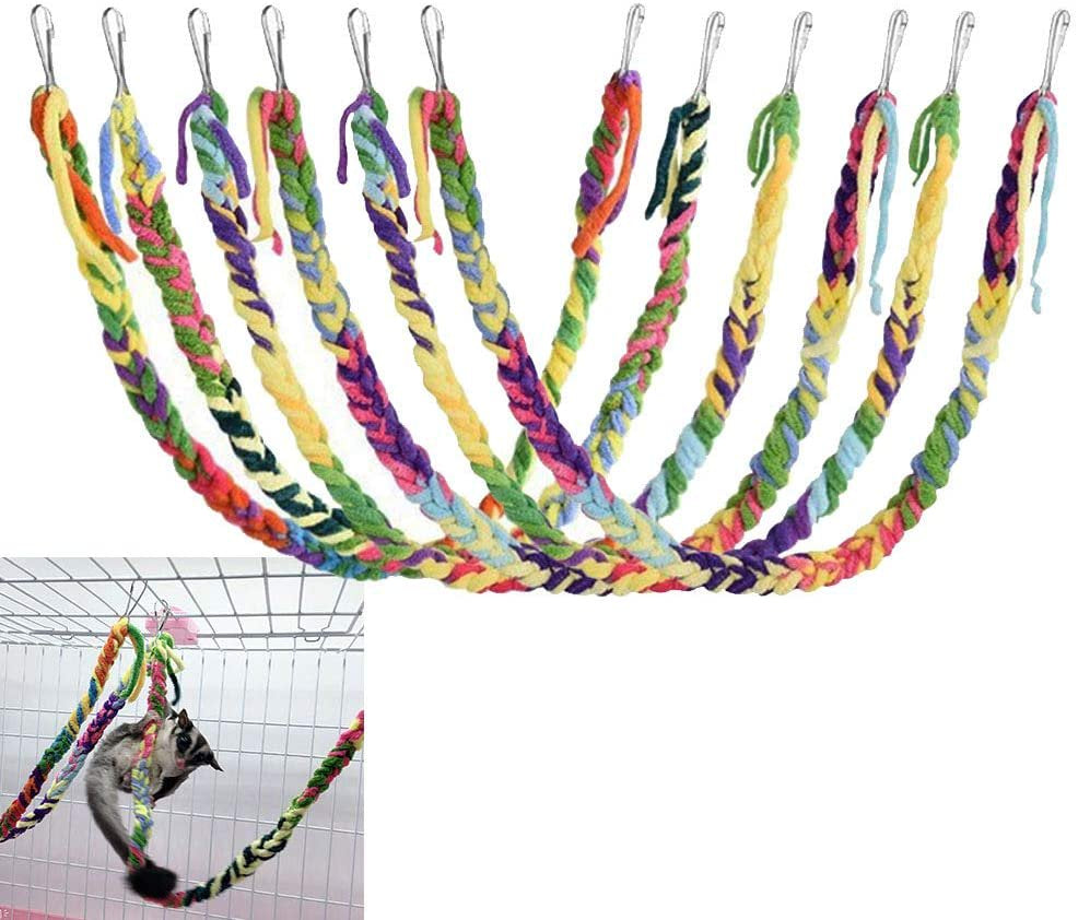 Handmade Sugar Glider Toys for Climbing/Exercising/Jungle Exploration, Hanging Toy Cage Accessories, Rat Toys, Bird Rope Perch Swing Toy Animals & Pet Supplies > Pet Supplies > Bird Supplies > Bird Cage Accessories COSARRETY 4pcs