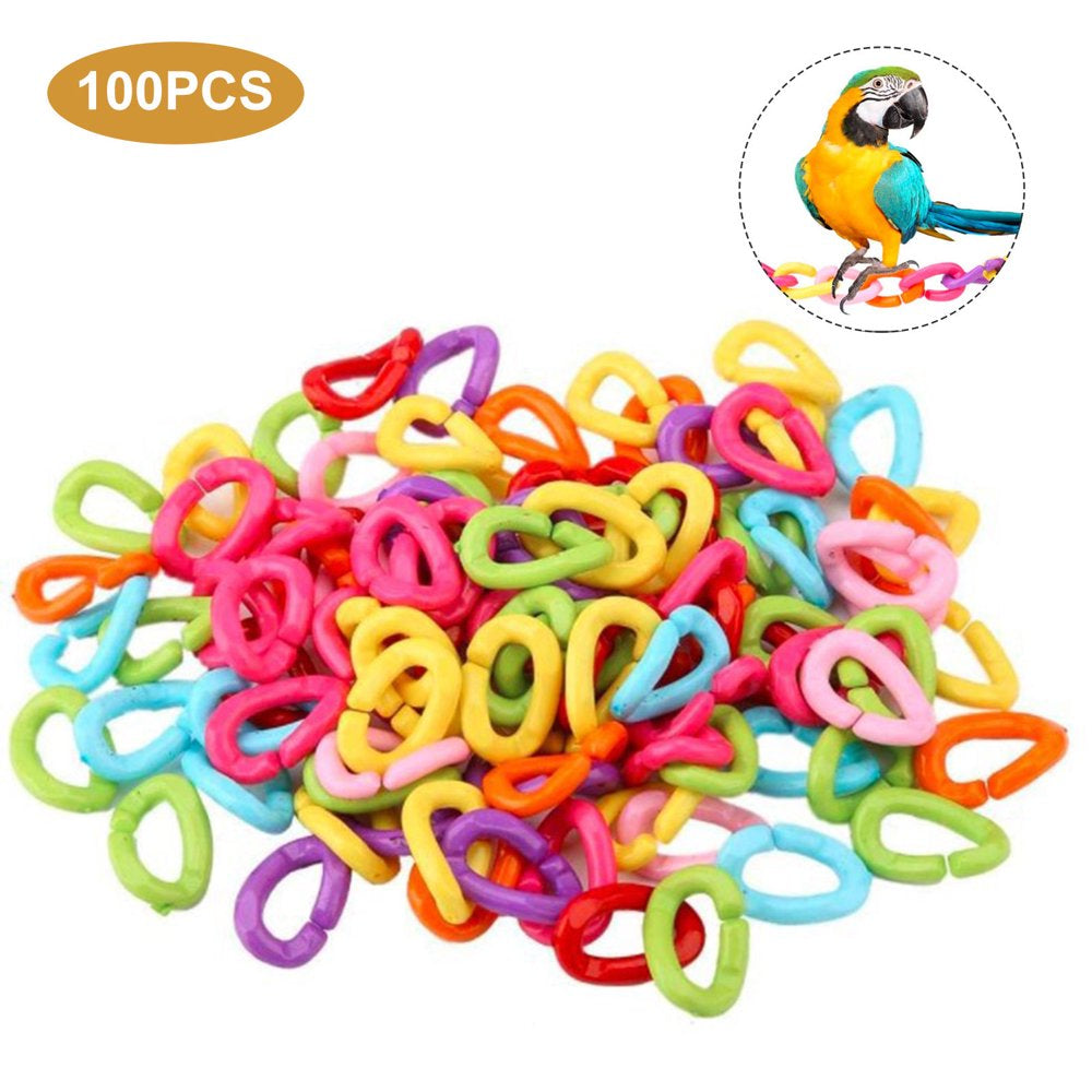 Pet Enjoy 100Pcs Plastic Parrot C-Clip Toys,Rainbow C-Clips Hooks