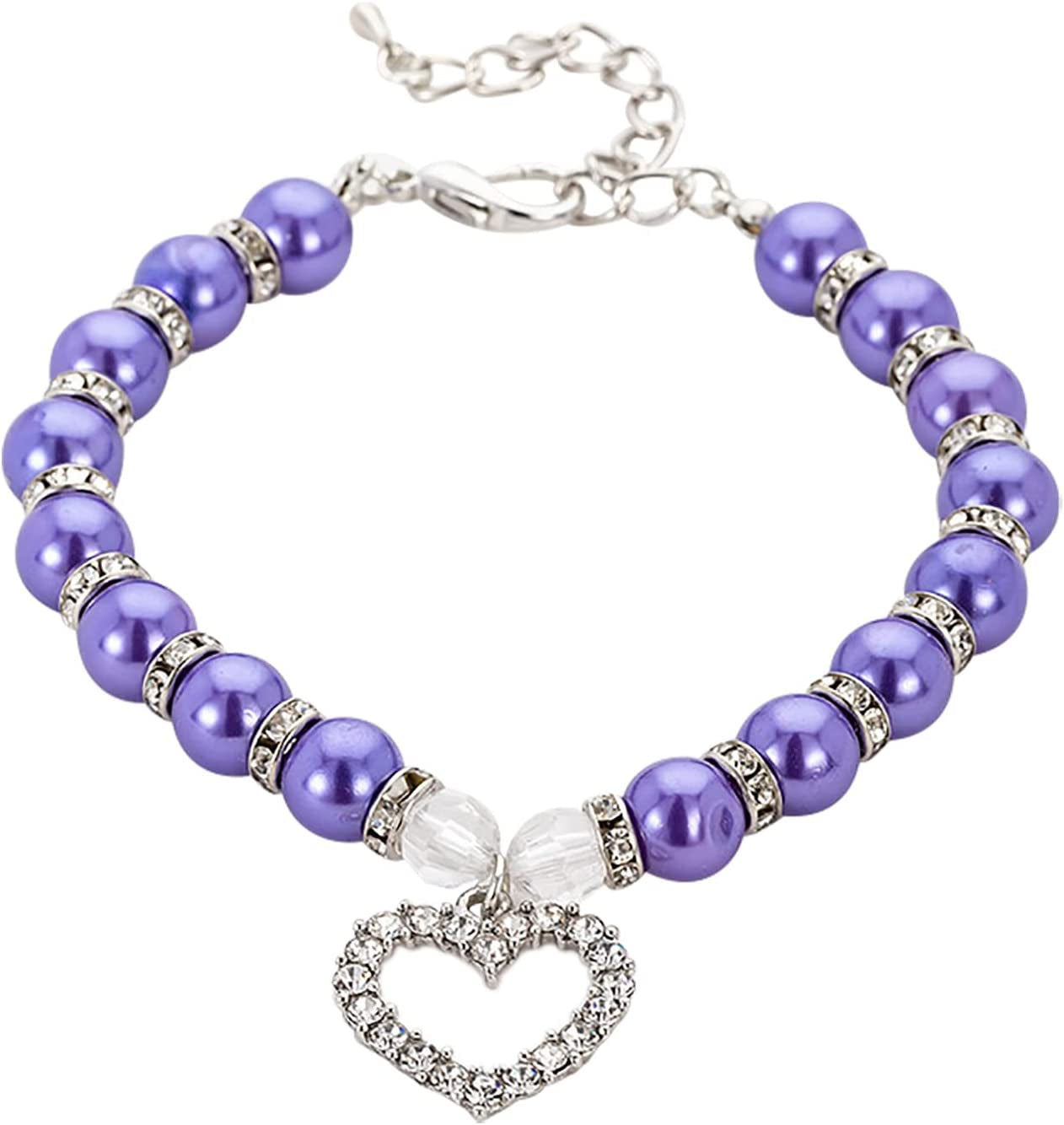 Dog Collar for Large Dogs with Name Pearls and Diamonds Pet Dog Chain Cat Collar Adjustable Dog Bow Tie Collar Animals & Pet Supplies > Pet Supplies > Dog Supplies > Dog Apparel TTBDWiian Purple Medium