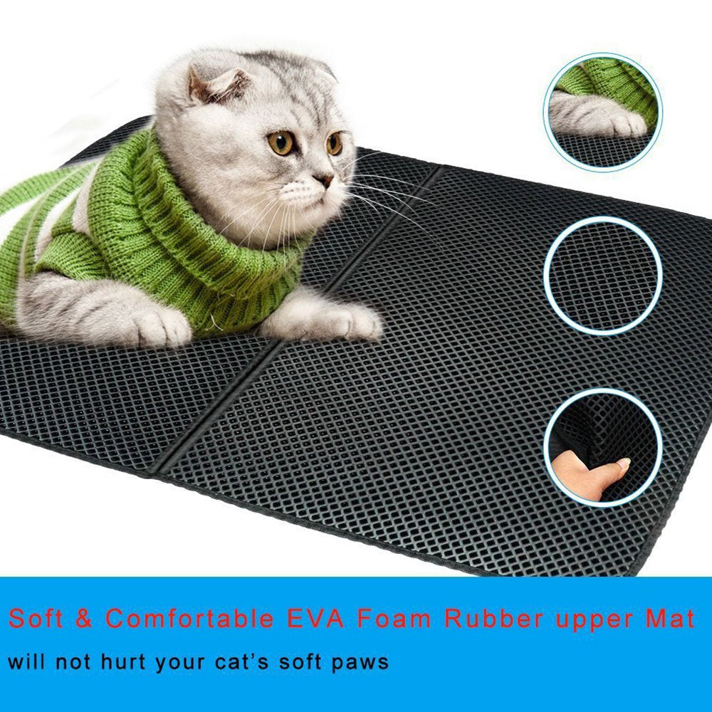 Litter Box Mat Size Double Layer Design Honeycomb Cat Litter Mat Waterproof Non-Slip Eva Material Washable Easy Clean Durable Underlay for Litter Box Animals & Pet Supplies > Pet Supplies > Cat Supplies > Cat Litter Box Mats Fozuanei   