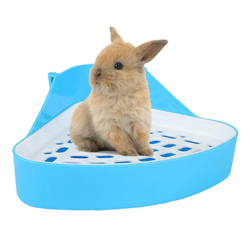 TAONMEISU Bunny Corner Litter Pan Small Animal Litter Cage Potty Trainer Potty Trainer Corner Litter Bedding Box Pet Pan for Small Animals Bunny Enjoyable Animals & Pet Supplies > Pet Supplies > Small Animal Supplies > Small Animal Bedding TAONMEISU Blue