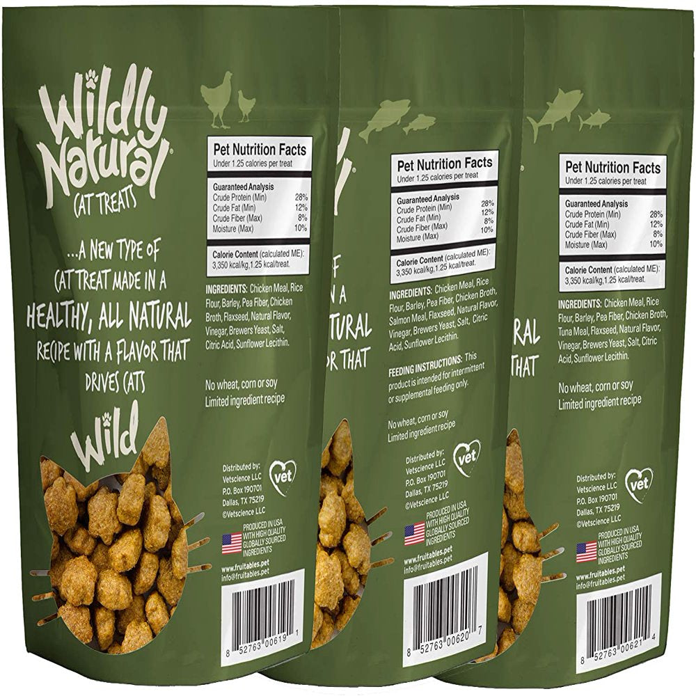 Fruitables Wildly Natural Cat Treat Variety Pack with Chicken, Tuna and Salmon, 2.5 Ounce Bags Animals & Pet Supplies > Pet Supplies > Cat Supplies > Cat Treats Fruitables