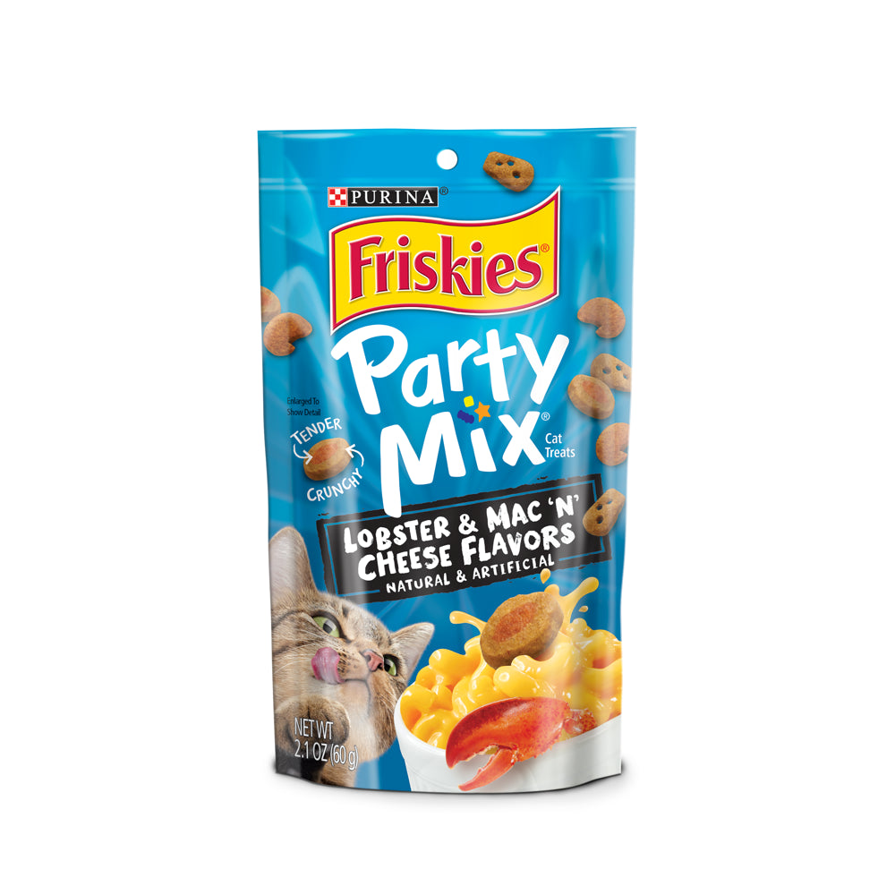 Friskies Cat Treats, Party Mix Lobster & Mac 'N' Cheese Flavors, 6 Oz. Pouch Animals & Pet Supplies > Pet Supplies > Cat Supplies > Cat Treats Nestlé Purina PetCare Company 2.1 oz 10
