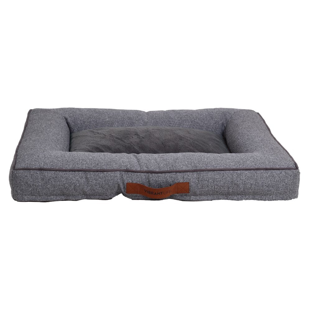 Vibrant Life Large Comfort Orthopedic Bolster Style Dog Bed Gray