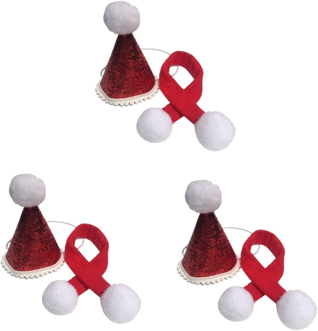 Balacoo 2Pcs Hat Scarf Muffler Holiday Pet Outfit Puppy Hat Holiday Pet Supplies Dog Hat Pet Christmas Prop Pet Hat Santa Hat Red Pet Christmas Hat Animals & Pet Supplies > Pet Supplies > Dog Supplies > Dog Apparel Balacoo Redx3pcs Mx3pcs