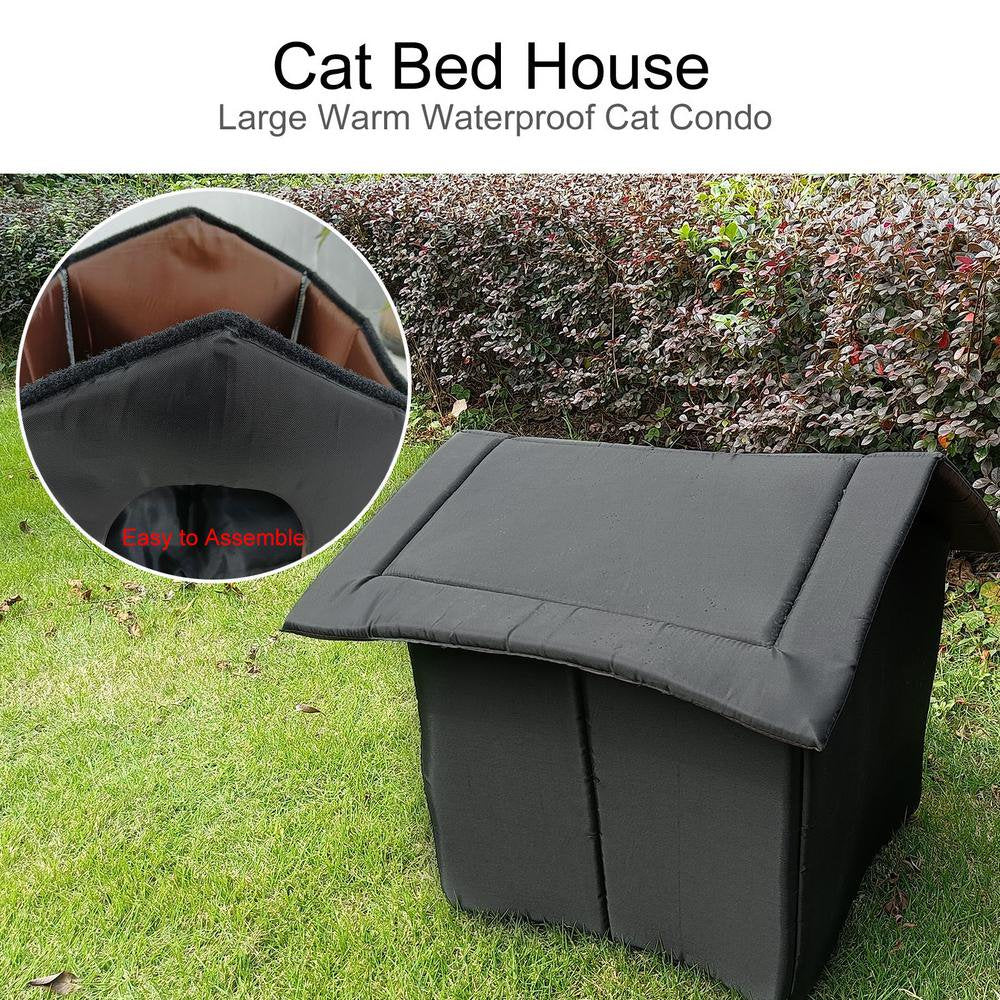 TAONMEISU Outdoor Cat House Insulated Dog House outside Cat House Warm Waterproof Outdoor Indoor Pet Home Collapsible Warm Cat Houses for Winter Outdoor Cats Dogs Feral Cats Easy to Assemble Normal Animals & Pet Supplies > Pet Supplies > Dog Supplies > Dog Houses TAONMEISU   