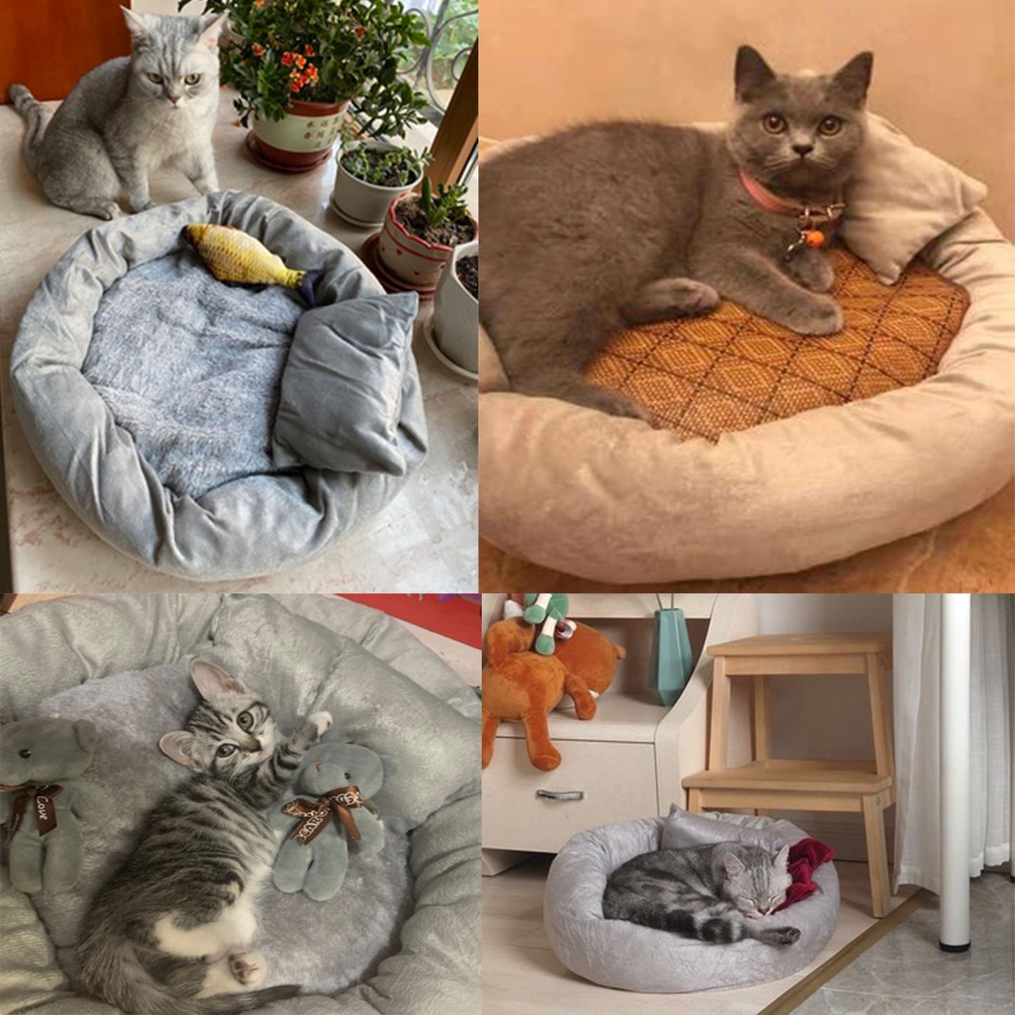 Legendog Pet Cat round Bed Dog Cushion Bed Calming Soft Sleeping Bed with Pillow for Small Dog & Indoor Cats Animals & Pet Supplies > Pet Supplies > Cat Supplies > Cat Beds Legendog