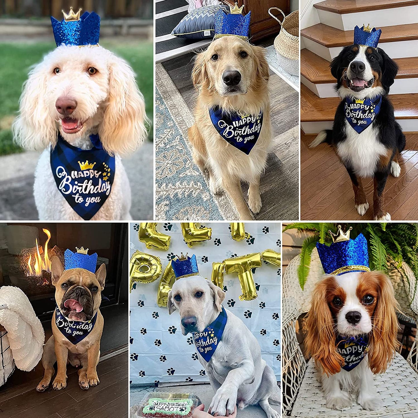 ADOGGYGO Dog Birthday Party Supplies, Dog Birthday Hat Bandana Scarf with Cute Dog Bow Tie for Small Medium Dogs Pets Animals & Pet Supplies > Pet Supplies > Dog Supplies > Dog Apparel ADOGGYGO